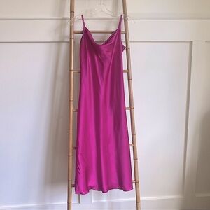 Bebe Satin Hot Pink Sheath Dress